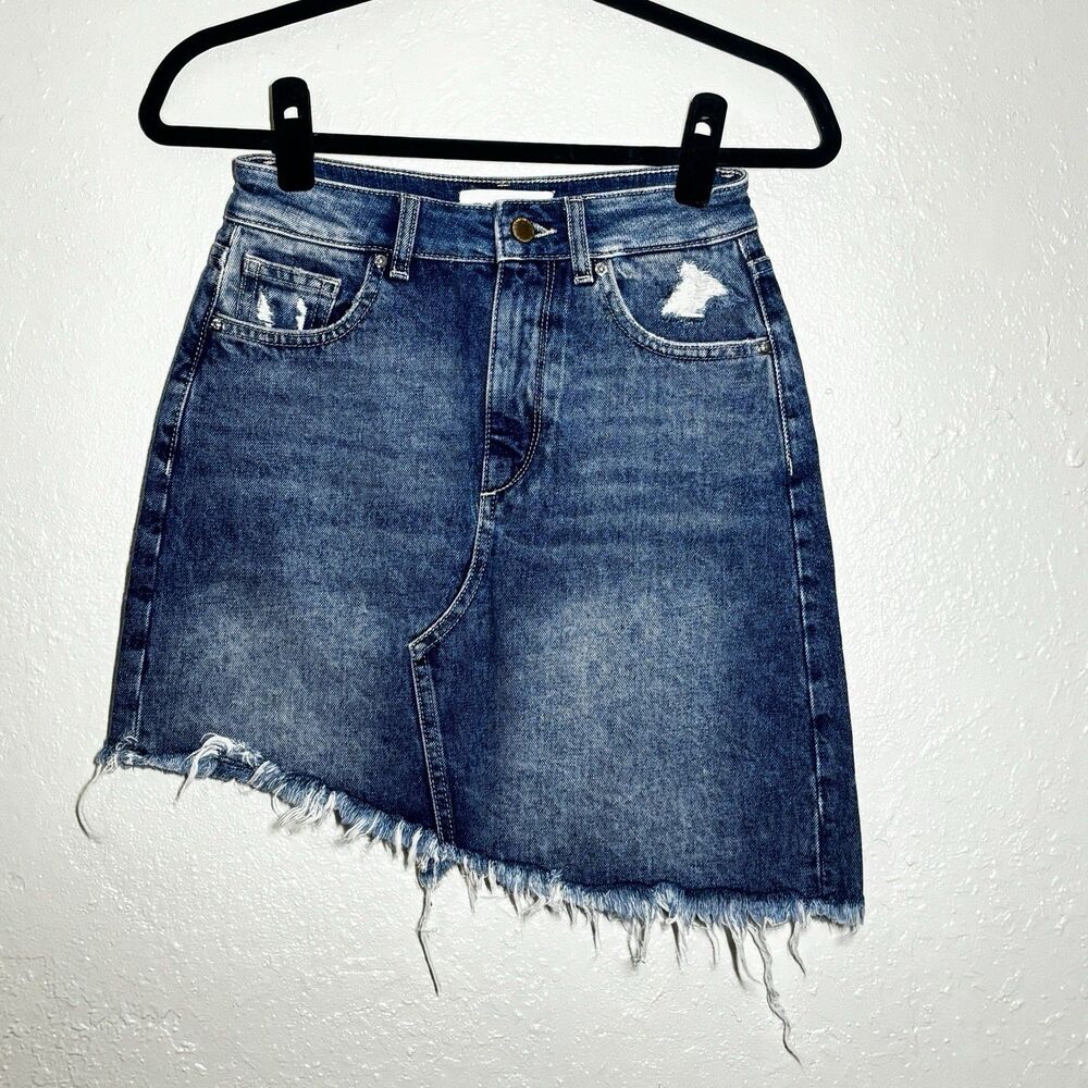 Cowgirl Western Distressed Denim Mini Skirt Size S